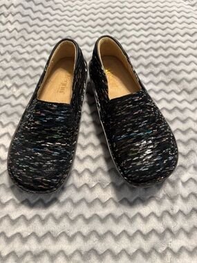 Alegria Womens Black Multi-Accent Slip-On Shoes